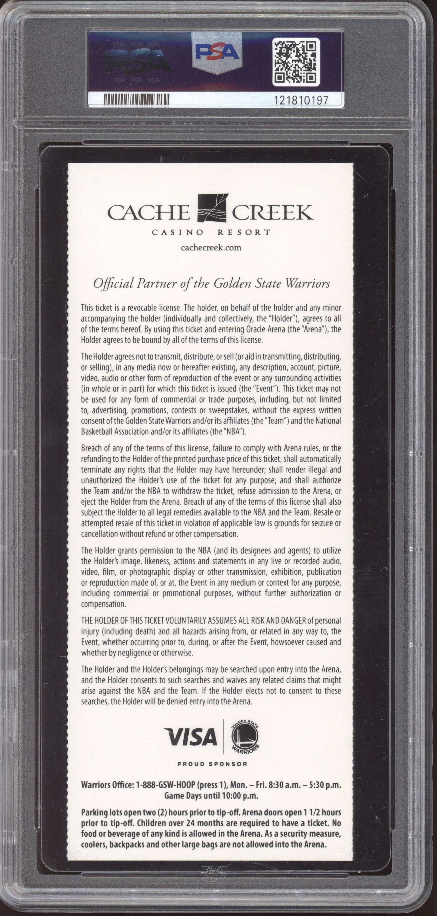 Stephen Curry Warriors Denver 2013 Ticket Full 1st Lookway 3-Pointer PSA 9