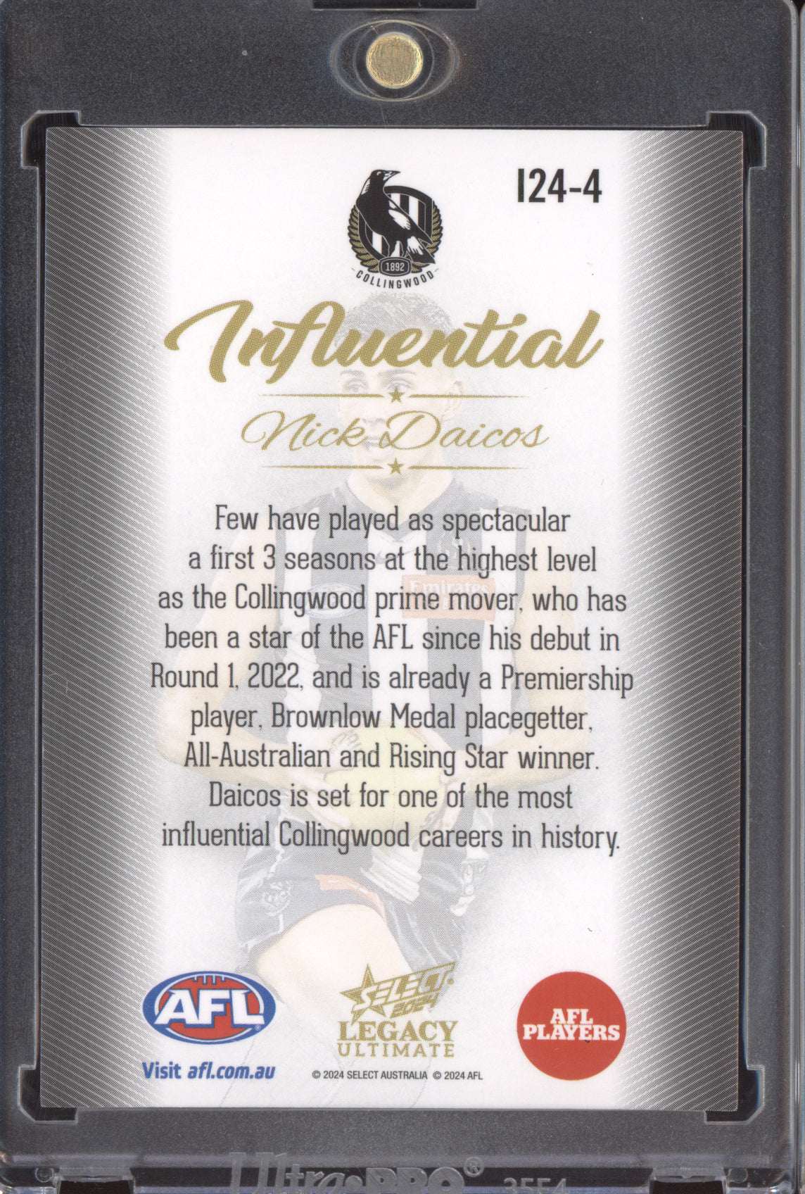 Nick Daicos 2024 Select Legacy Ultimate Influential Low 04/40