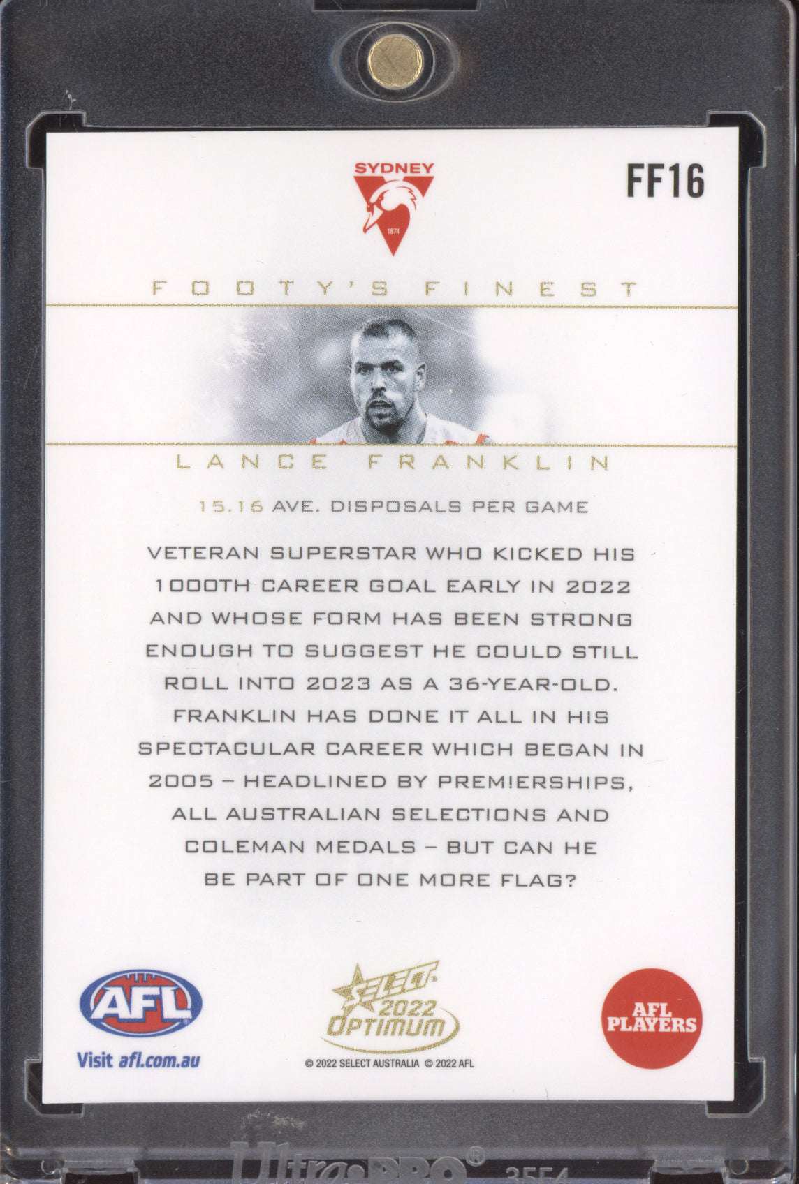 Lance Franklin 2022 Select Optimum Footy's Finest Jumper Number 23/80