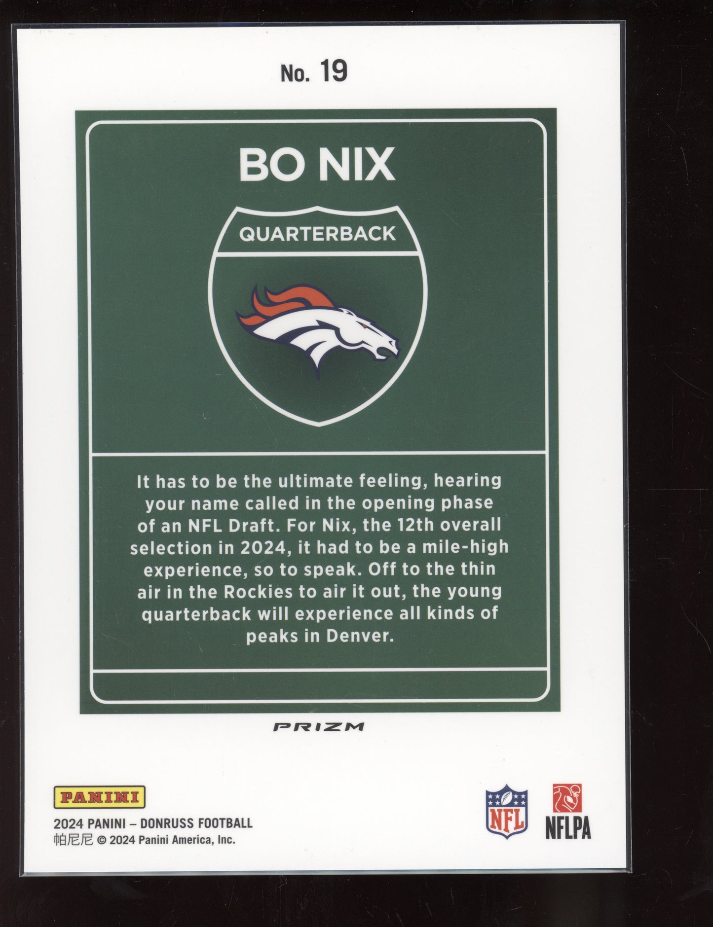 Bo Nix 2024 Panini Donruss Oversized Jumbo Downtown RC