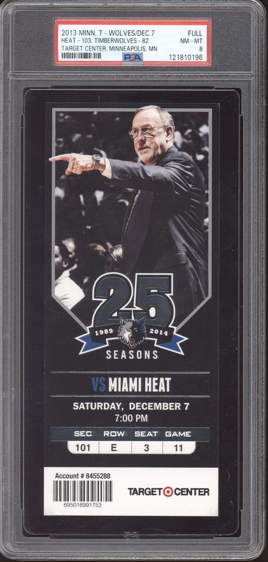 Heat vs Timberwolves 2013 Ticket Full PSA  8