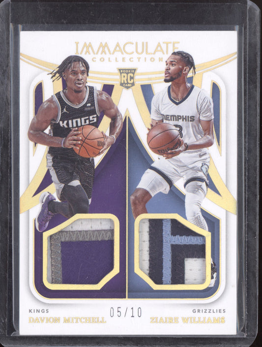 Davion Mitchell Ziaire Williams 2021 Panini Immaculate Rookie Dual Patch RC /10